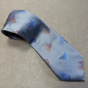 Enrico Venturi Cravatte Silk Tie Woven Pattern Beige Blue Rust 3.5x61" Italy